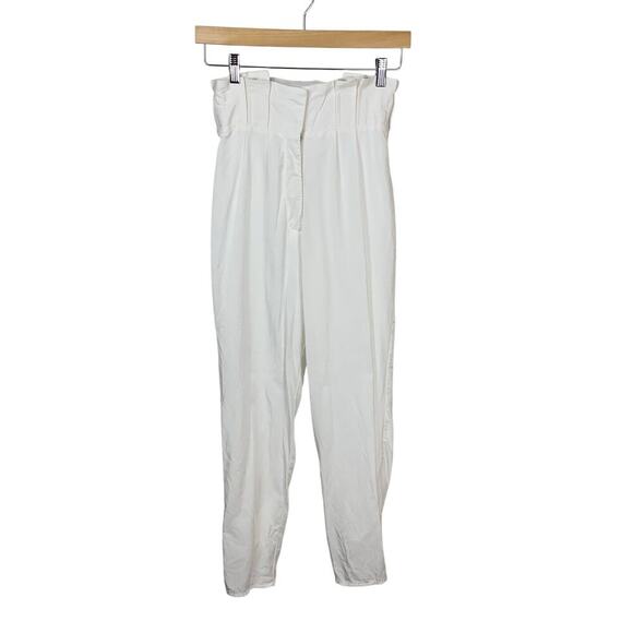 Tularosa Crisp White Resort Style Super High Waisted Paper Bag Pants - Size XS - Picture 2 of 7